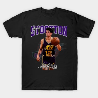 John Stockton Utah Basketball Legend Signature Vintage Retro 80s 90s Bootleg Rap Style T-Shirt